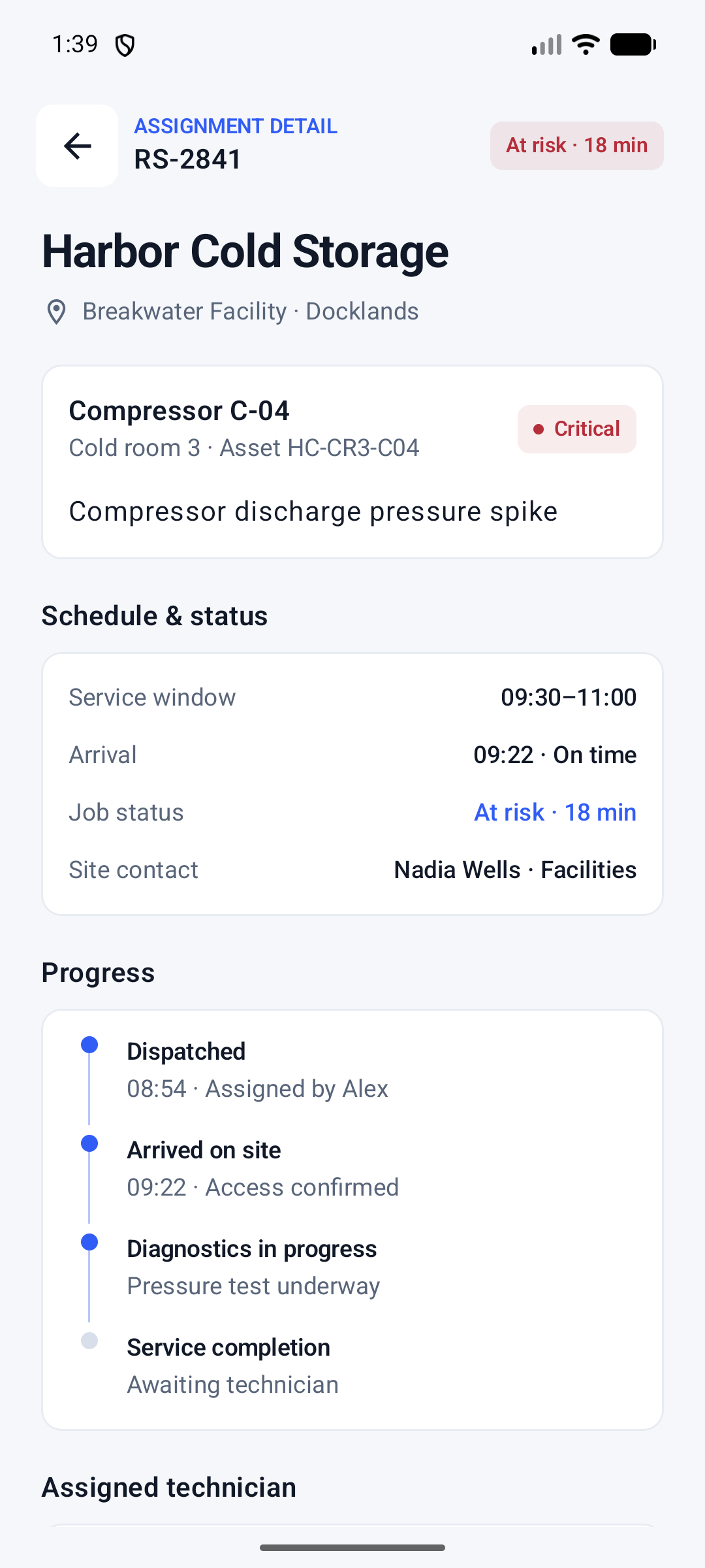 Relay Dispatch assignment detail